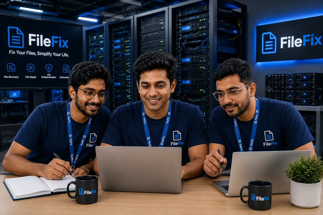 The FileFix research team working together at their workstations in the lab