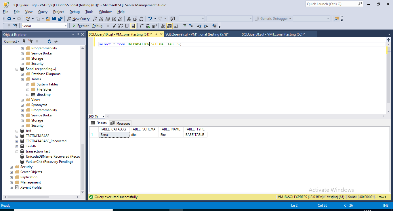 view tables in SQL Server by system views-INFORMATION_SCHEMA