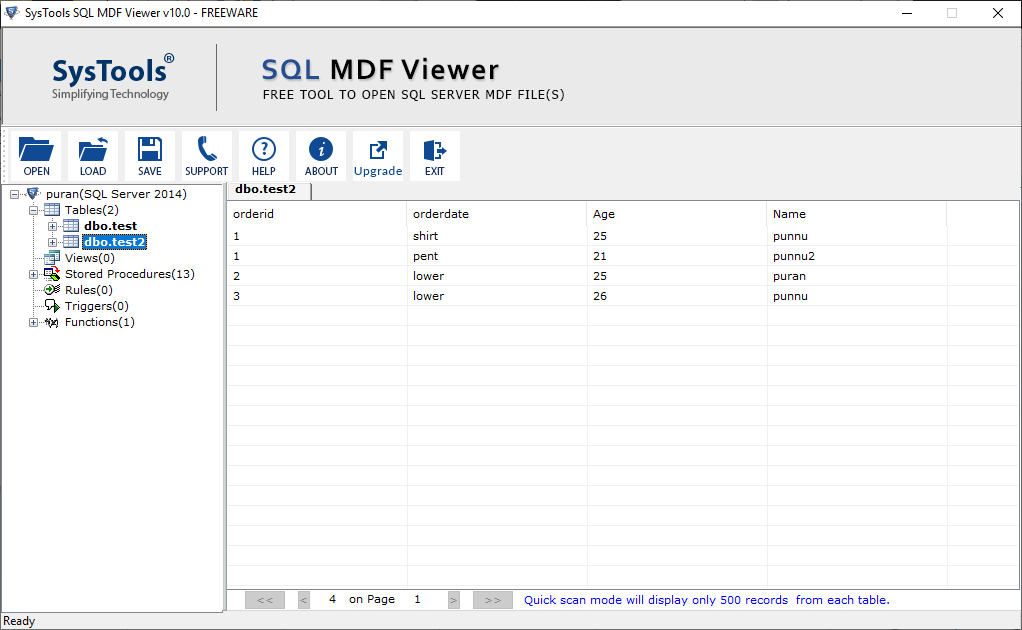 preview database objects