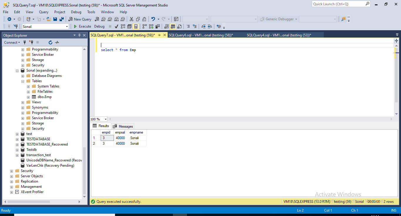 view tables in SQL Server by query
