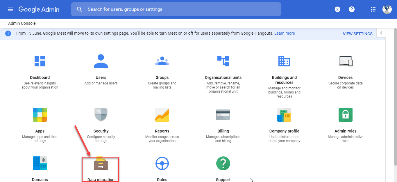 migrate emails to G Suite with the data migration service