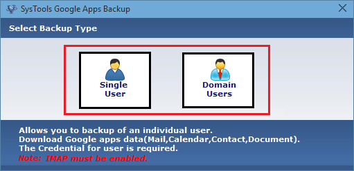 select backup type