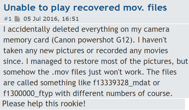 How to recover .mov files from SD card