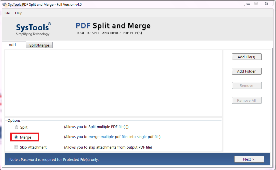 Merge PDF files