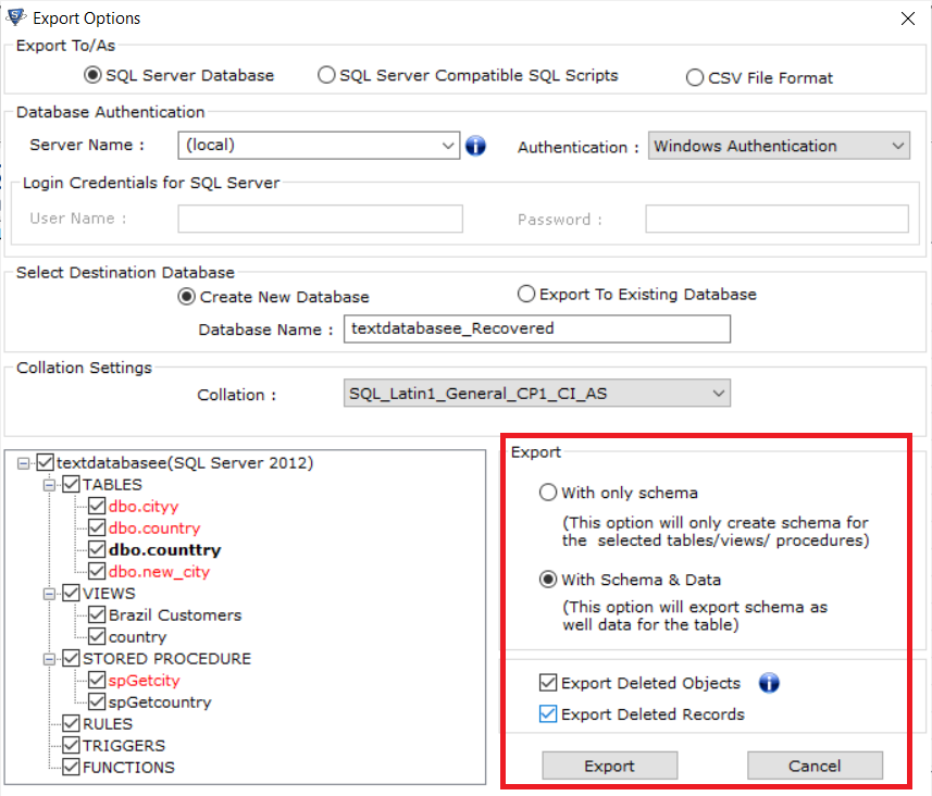 Restore Table Data From Database SQL Server