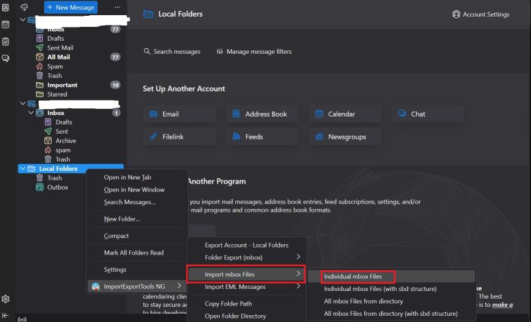 import mbox files